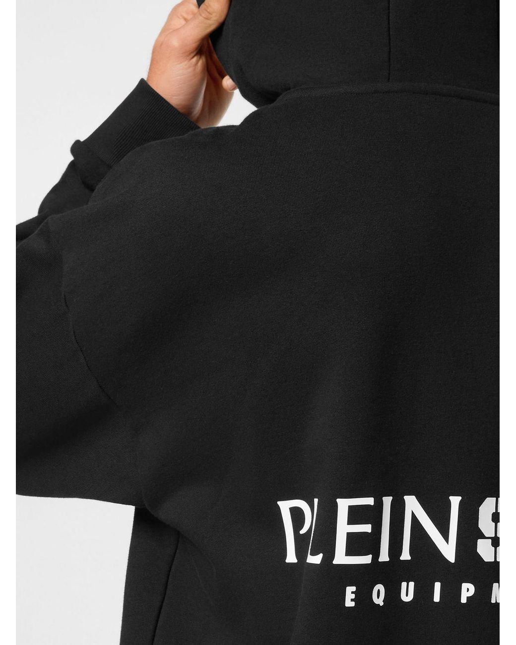 Philipp Plein Black Cotton Hooded Sweatshirt With Logo for men