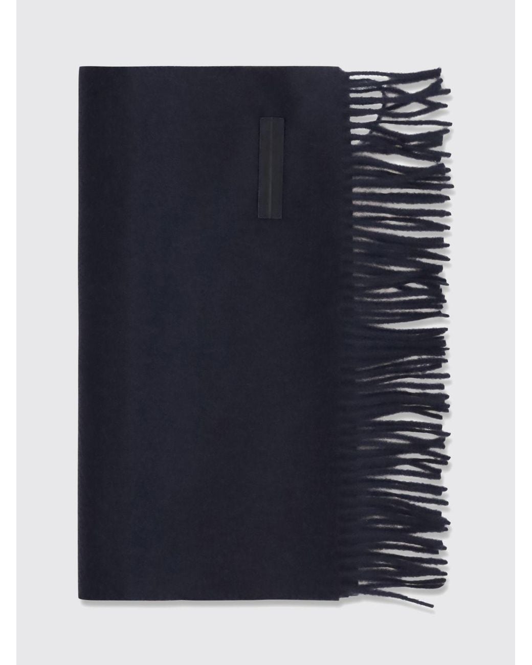 Zegna Blue Rectangular 100% Cashmere Scarf With Fringed Hem And Logo for men