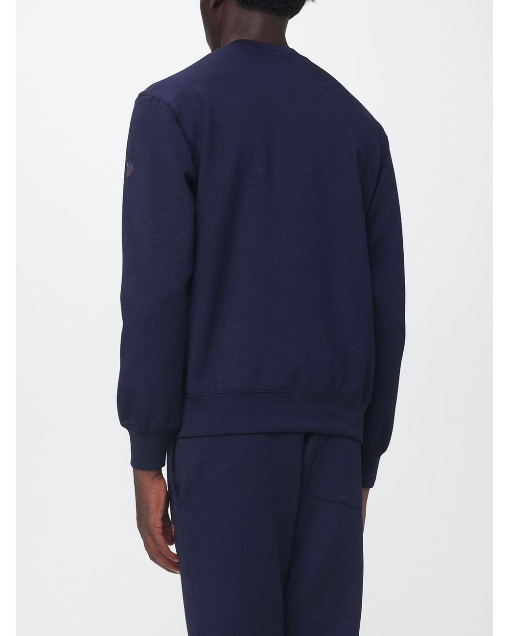 Save The Duck Blue Cotton Zip-Up Hoodie With Applied Logo for men