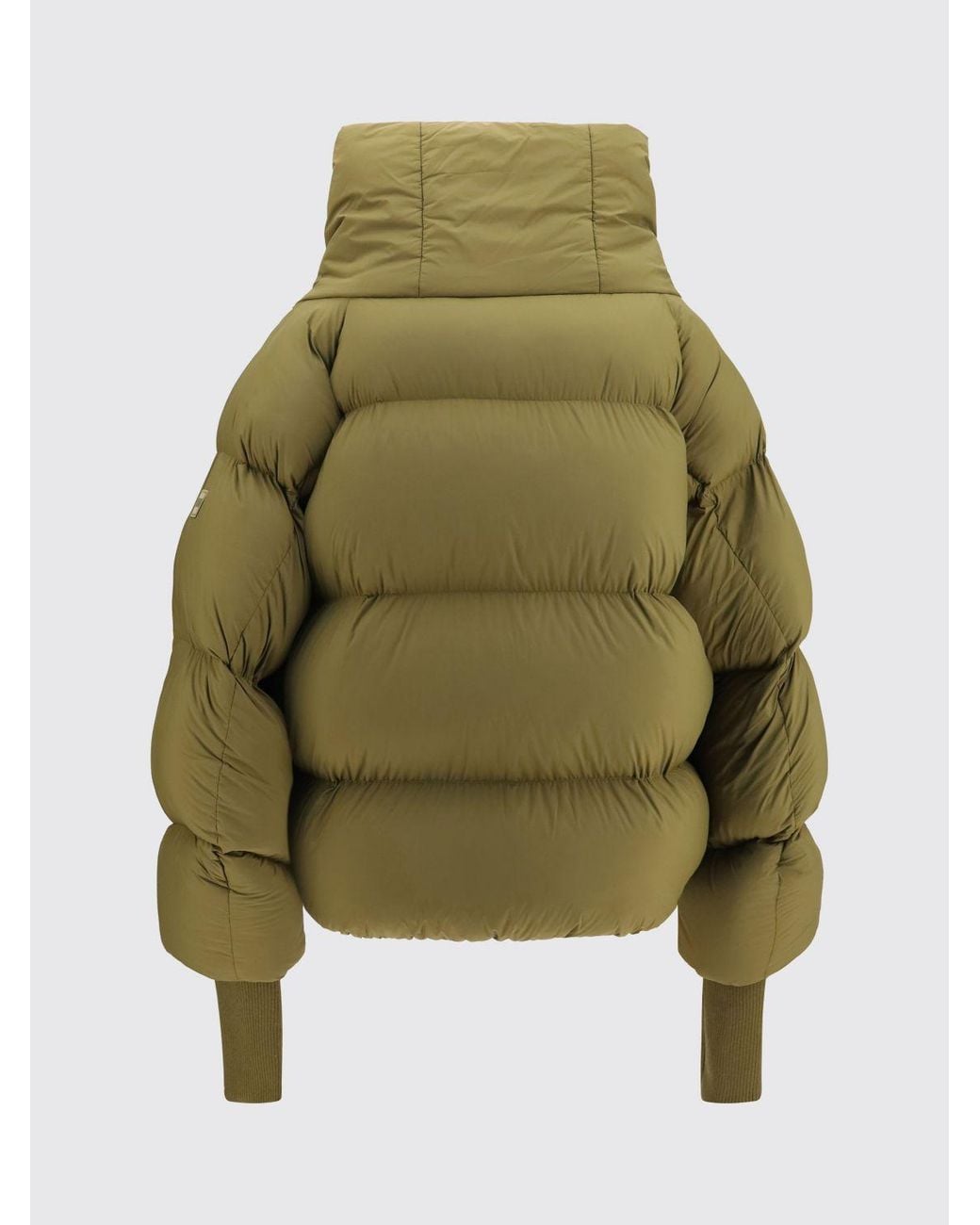 Ganni Green Future Quilted Nylon Puffer Jacket With Funnel Neck And Side Zip