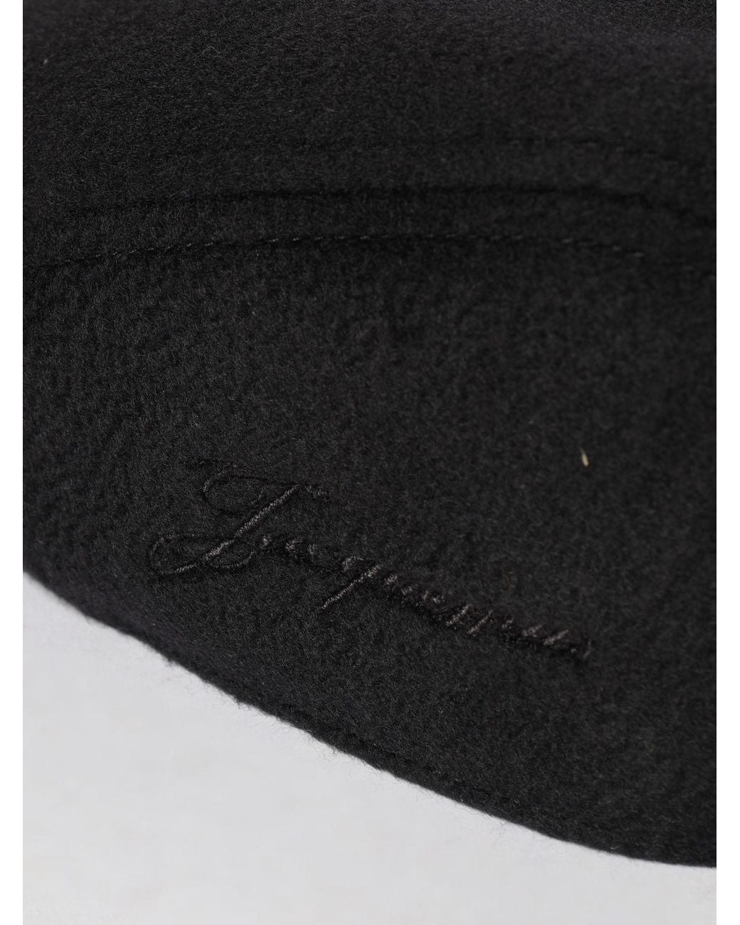 Jacquemus Black Pure Virgin Wool Beret With Tone-On-Tone Embroidered Logo