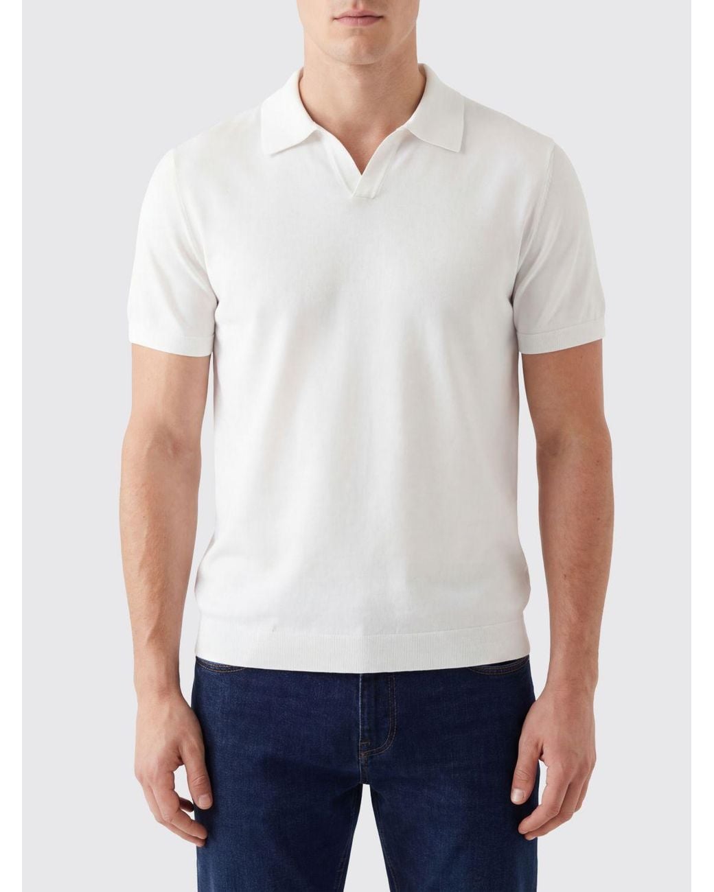 People Of Shibuya White Wool Knit Polo Shirt for men