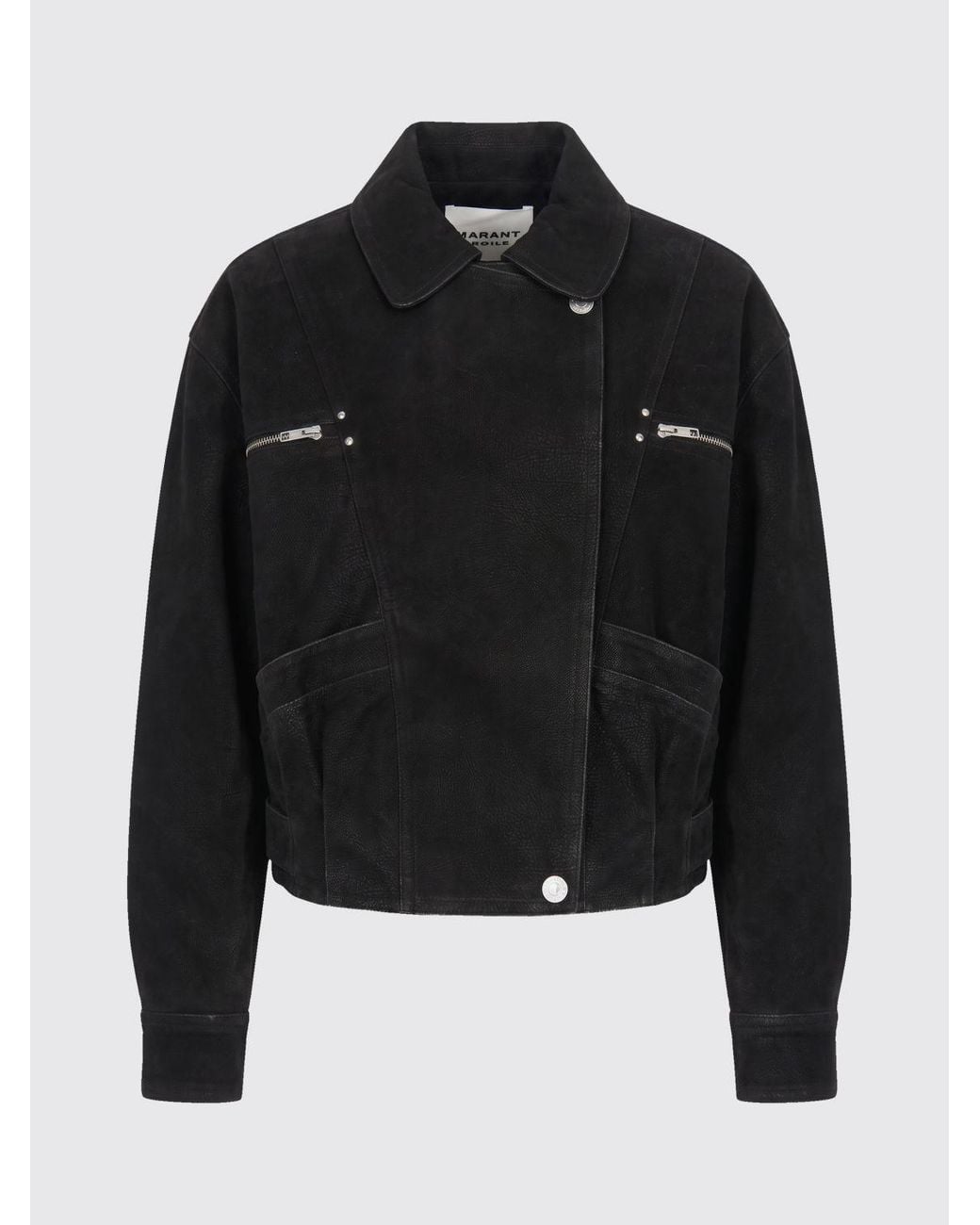 Isabel Marant Black Suede Leather Shirt Jacket With Concealed Closure