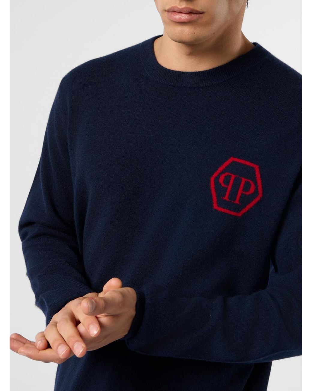 Philipp Plein Blue Pp Cashmere Crew Neck Sweater for men