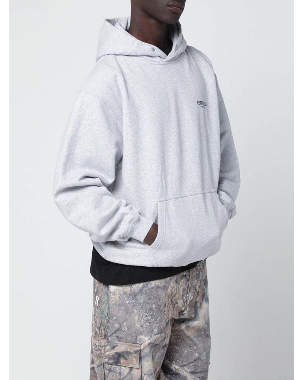 Represent Gray Cotton Hoodie for men