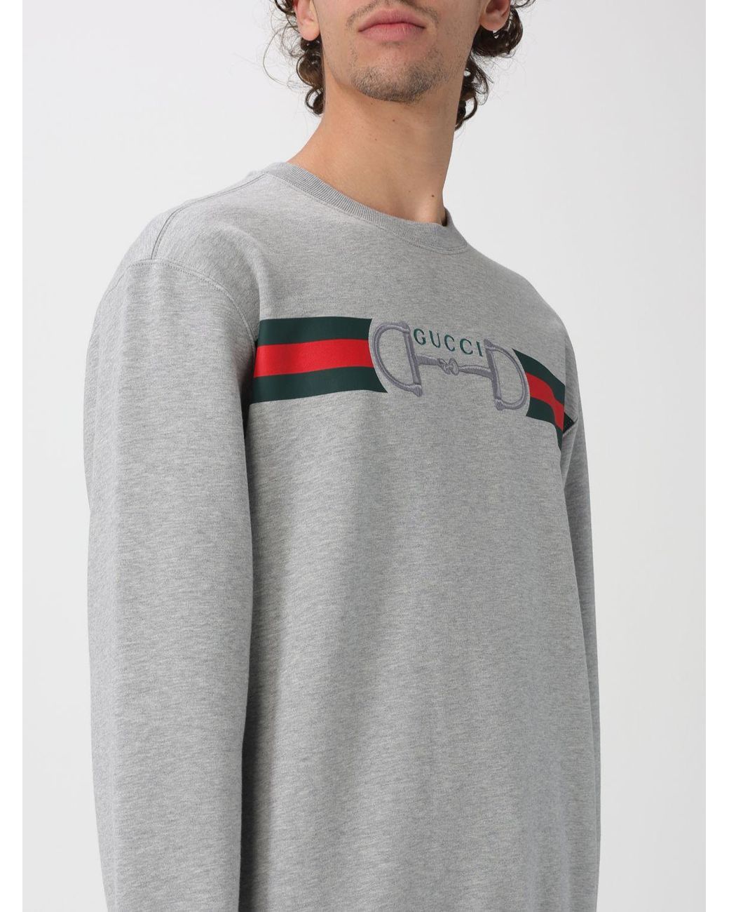 Gucci Gray Cotton Crew Neck Sweatshirt for men