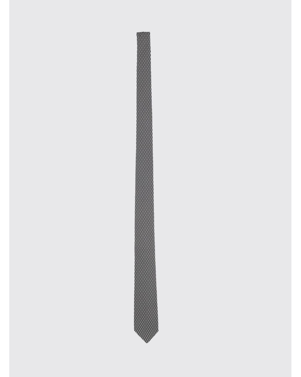 Lardini White Silk Tie With Geometric Diamond Pattern for men