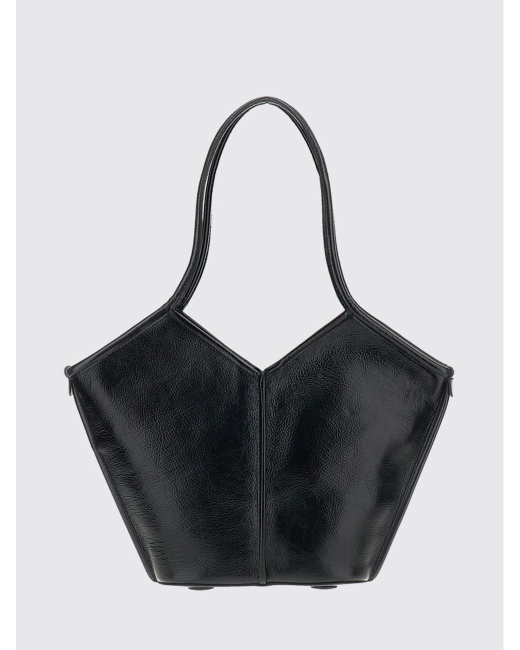 Hereu Black Calella Smooth Calfskin Tote Bag With Removable Pouch