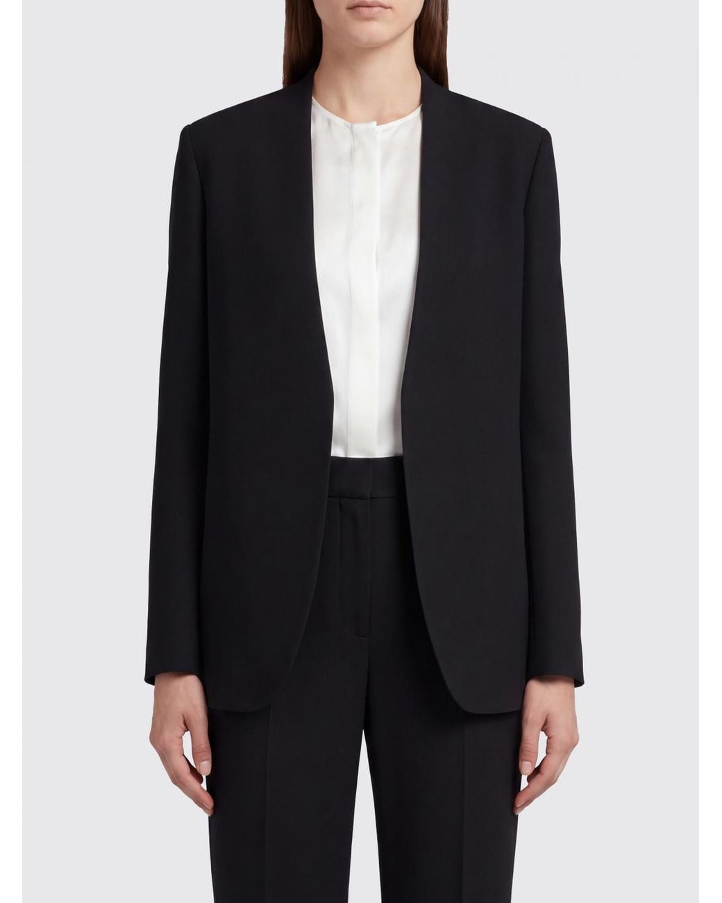 Maison Margiela Blue Cropped Open-Front Wool Blazer With Iconic Stitch