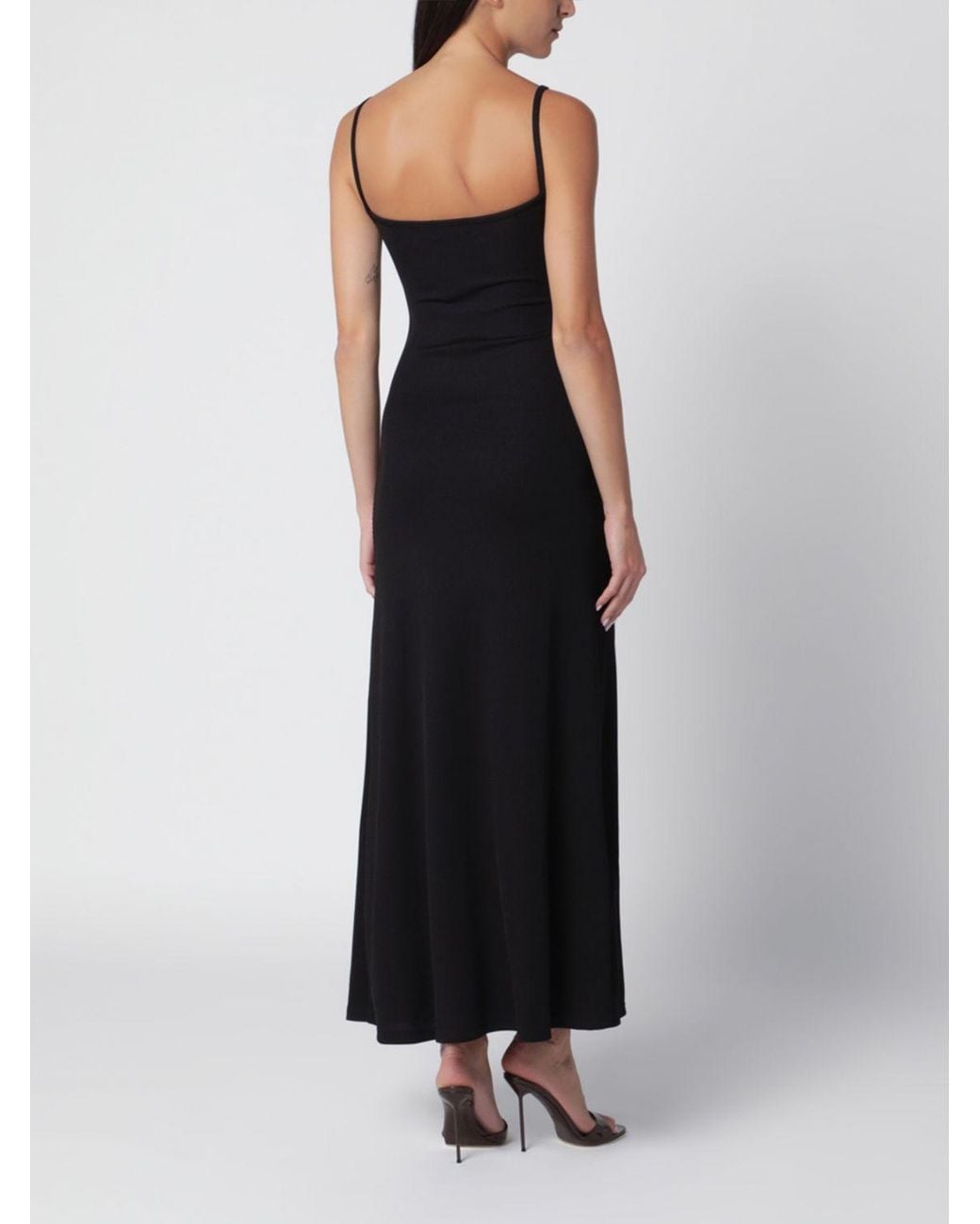 Christopher Esber Black Long Plunging V-Neck Sheath Dress