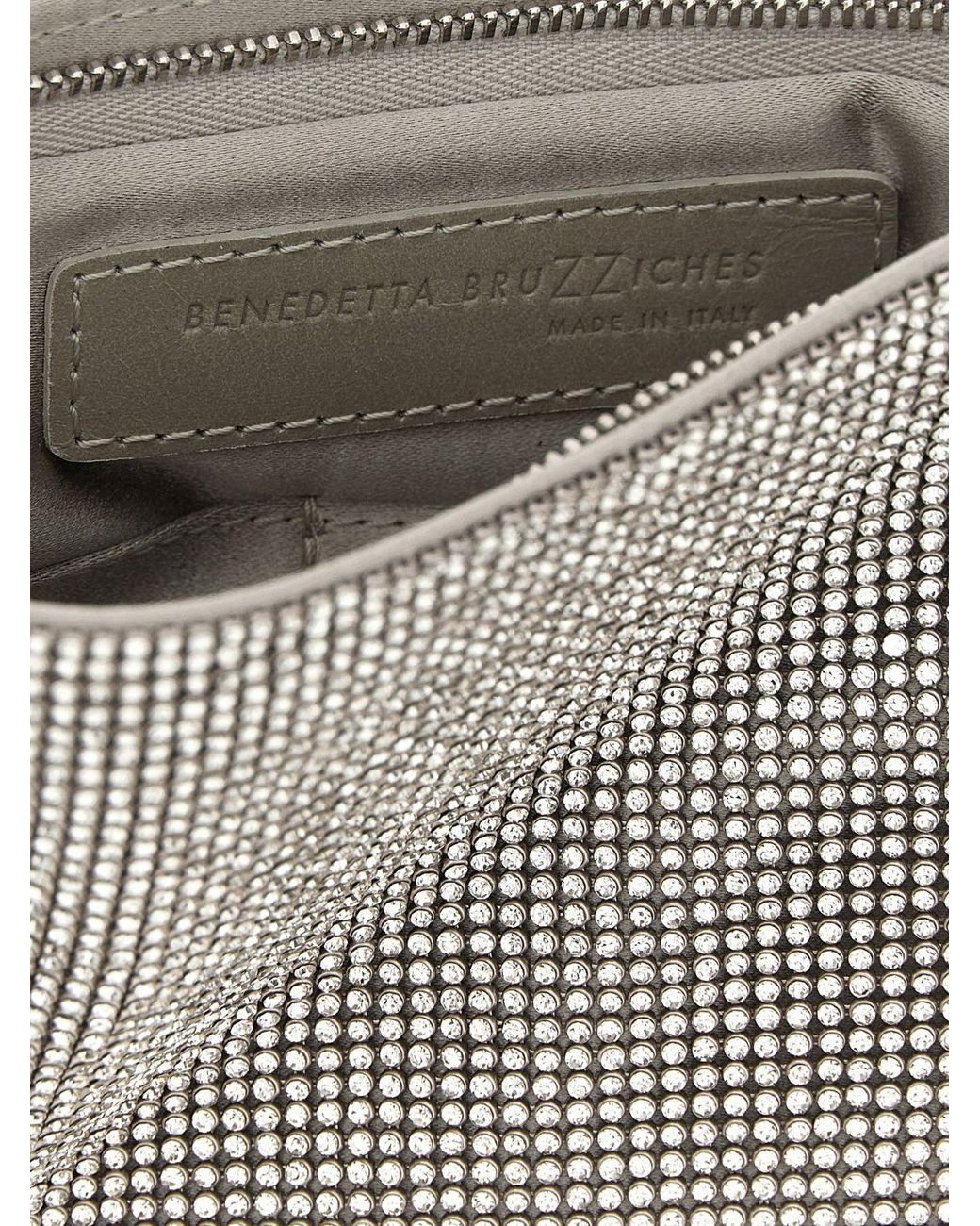 Benedetta Bruzziches Gray Your Best Friend Rhinestone Mini Bag With Jewelled Strap