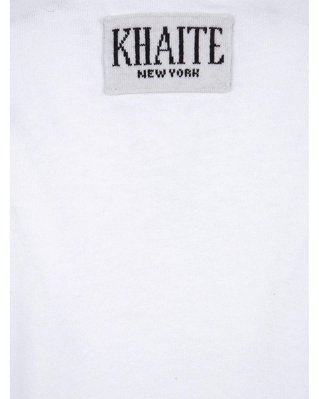 Khaite White Cotton Crew-Neck T-Shirt With Dropped Shoulders