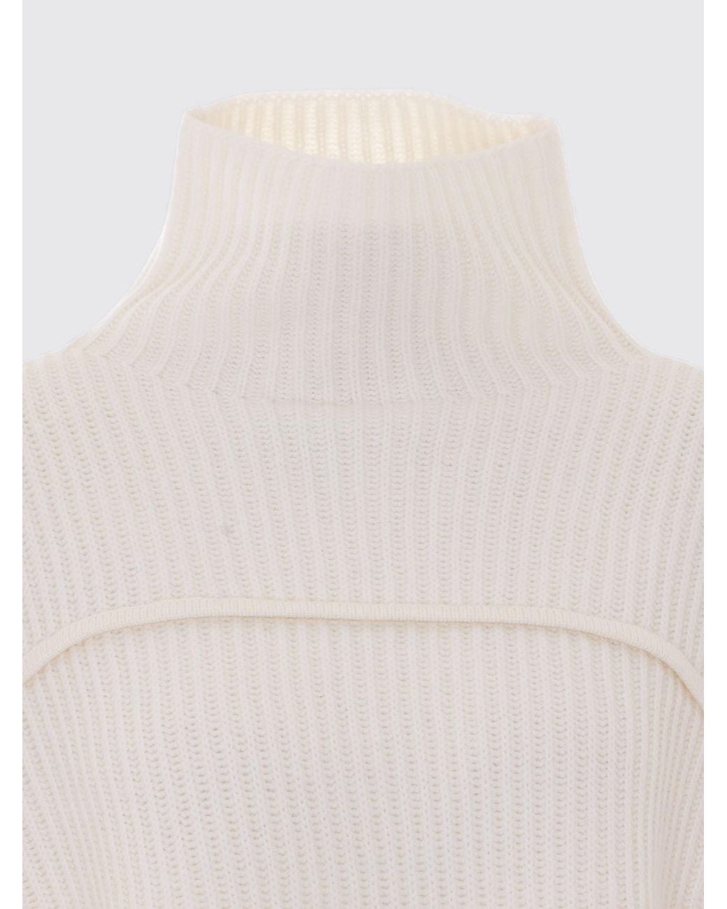 Not Shy White Langärmliger Rollkragenpullover Aus Reinem Kaschmir