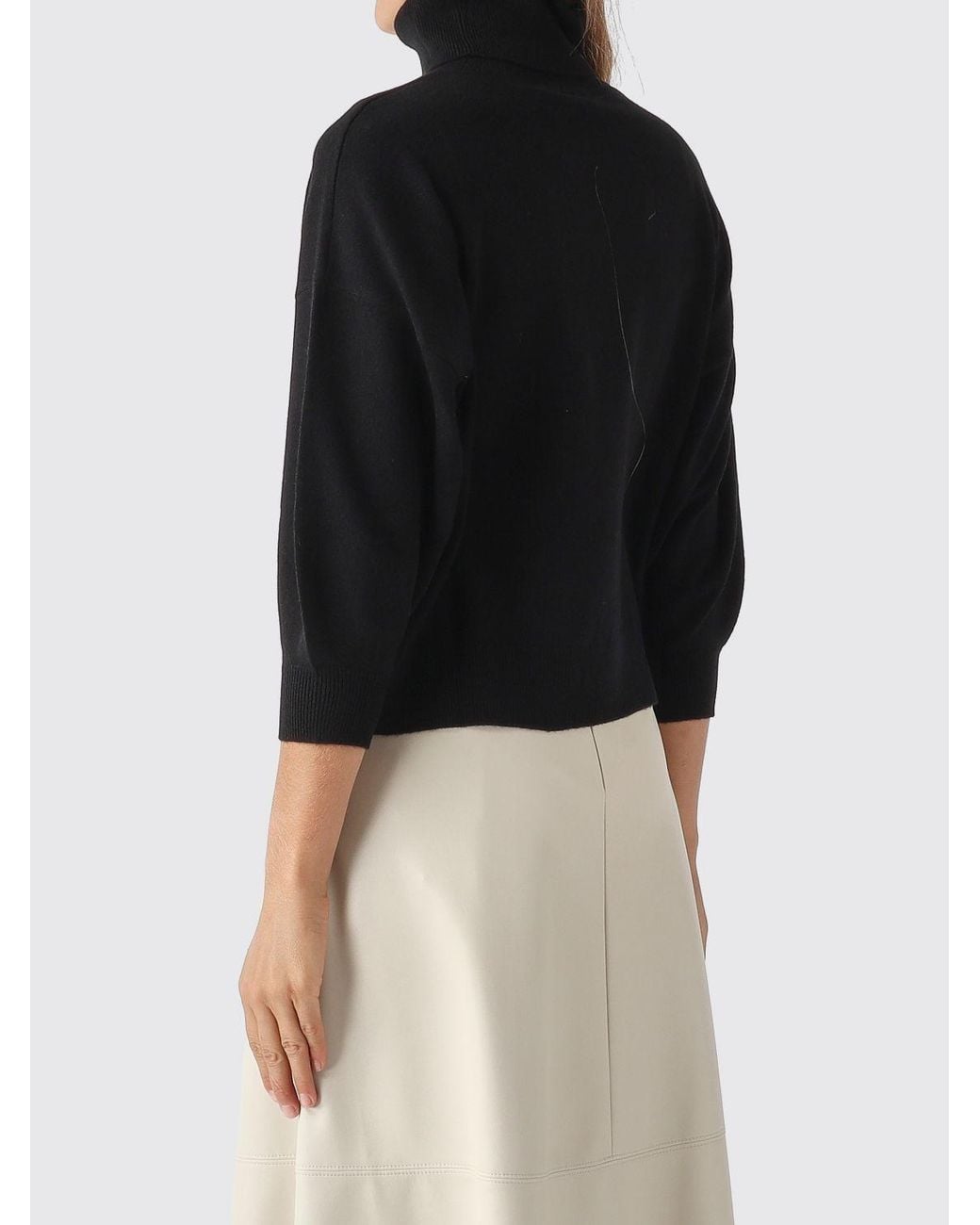 Max Mara Black Relaxed Fit Wool And Cashmere Roll Neck Jumper With Dropped Shoulders