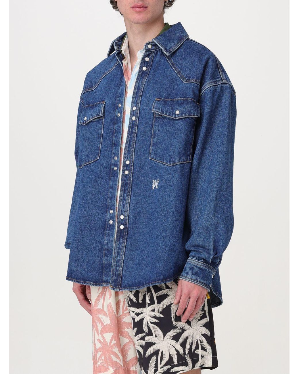 Palm Angels Blue Shirt for men