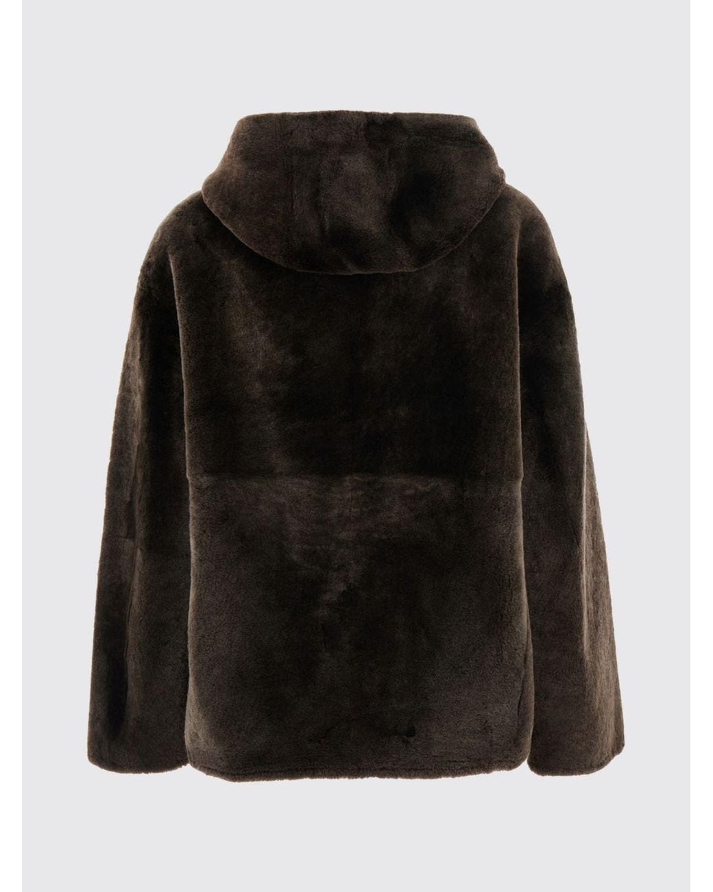 Yves Salomon Black Hooded Shearling Jacket With Zip Closure