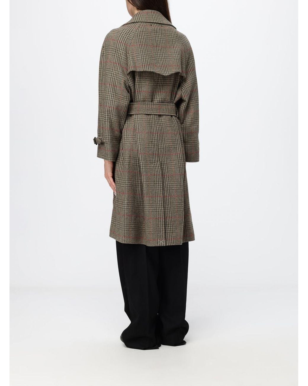 Golden Goose Deluxe Brand Gray Prince Of Wales Double-Breasted Knee-Length Coat
