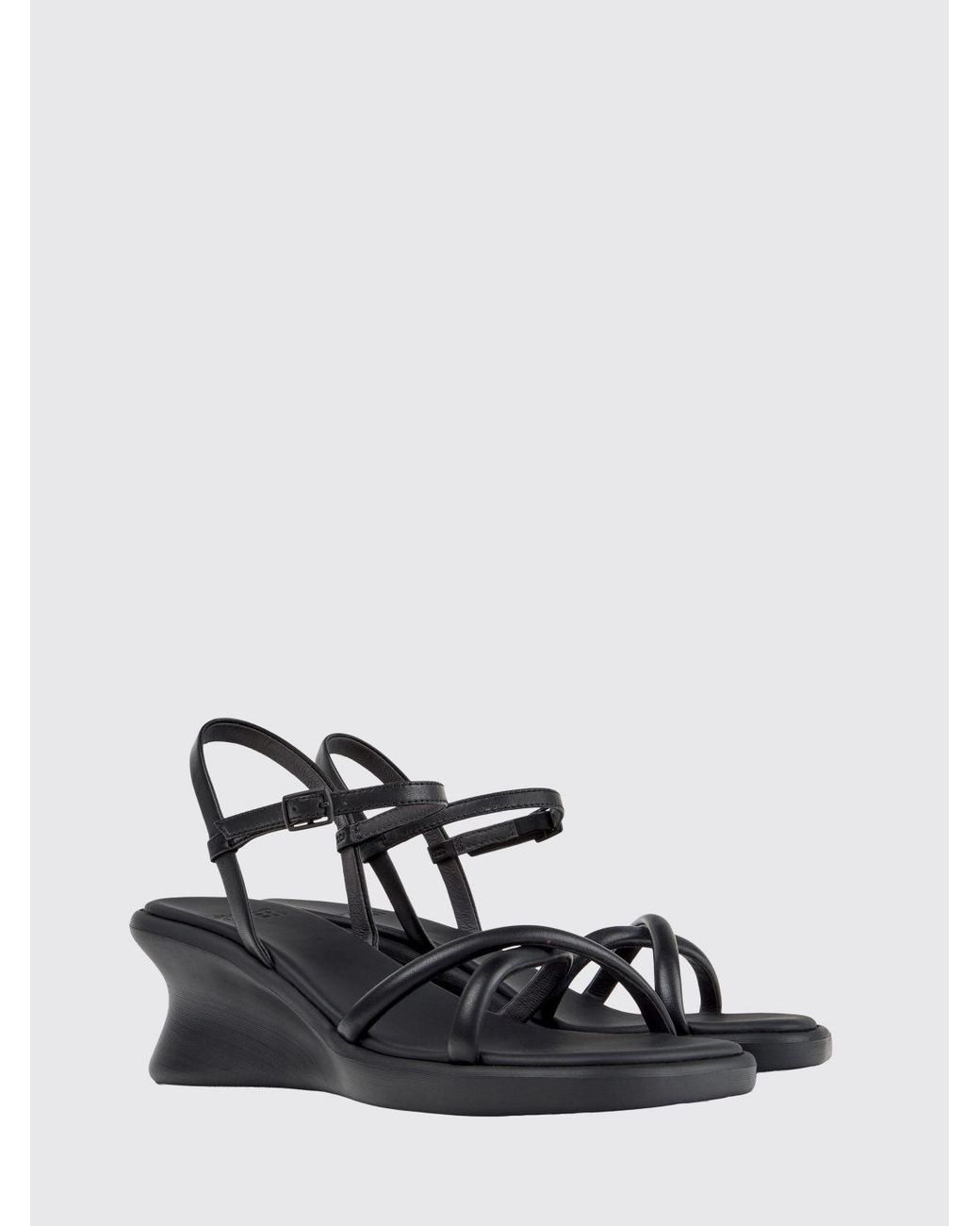 Camper White Louise Leather Wedge Sandals