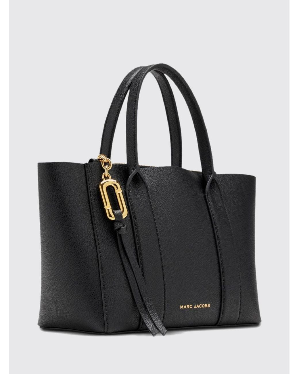 Marc Jacobs Black The Pop J Marc Work Tote Mini Grained Leather Bag With Shoulder Strap