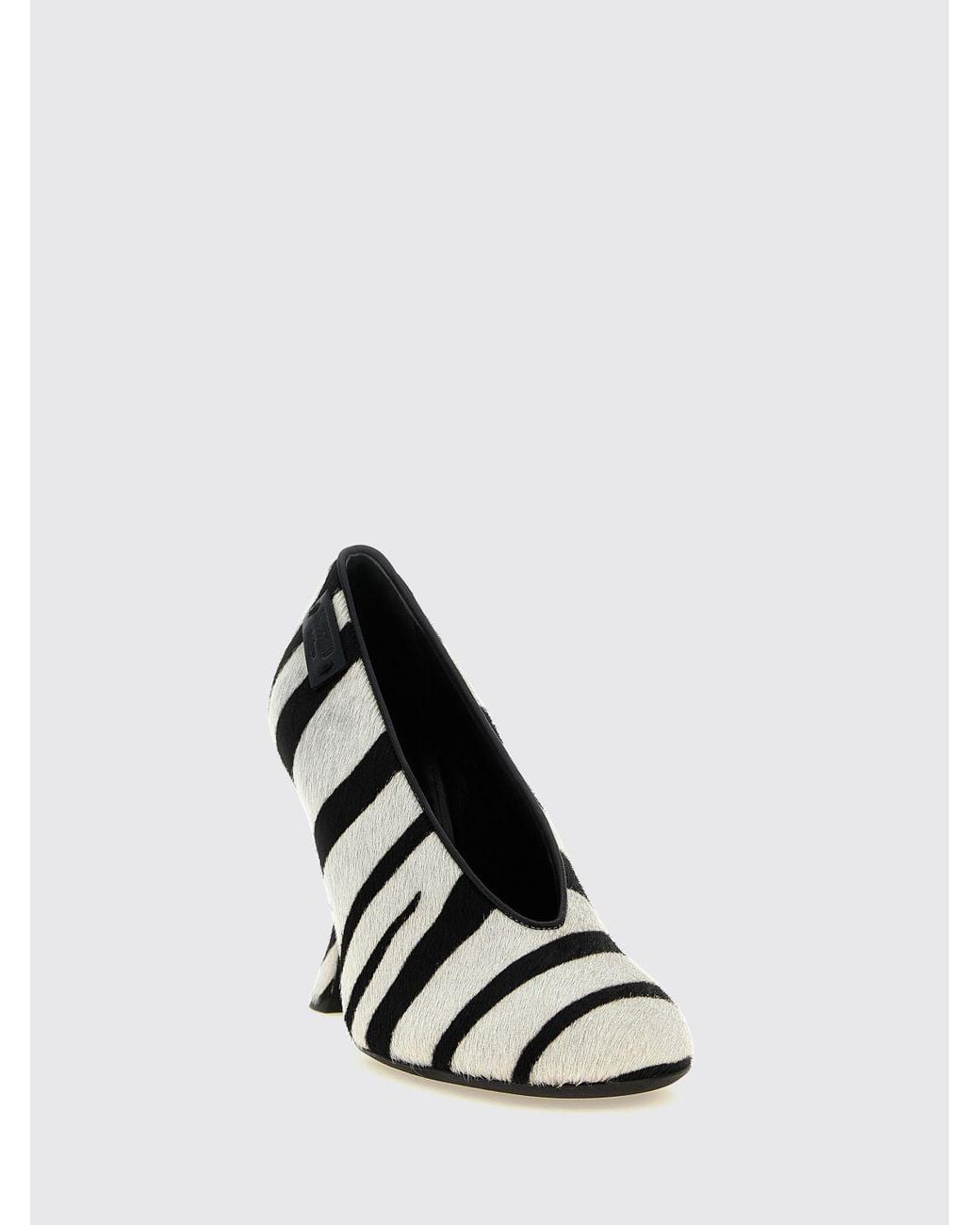 Moschino Couture White Zebra-Print Pony Hair Pumps With Spool Heel