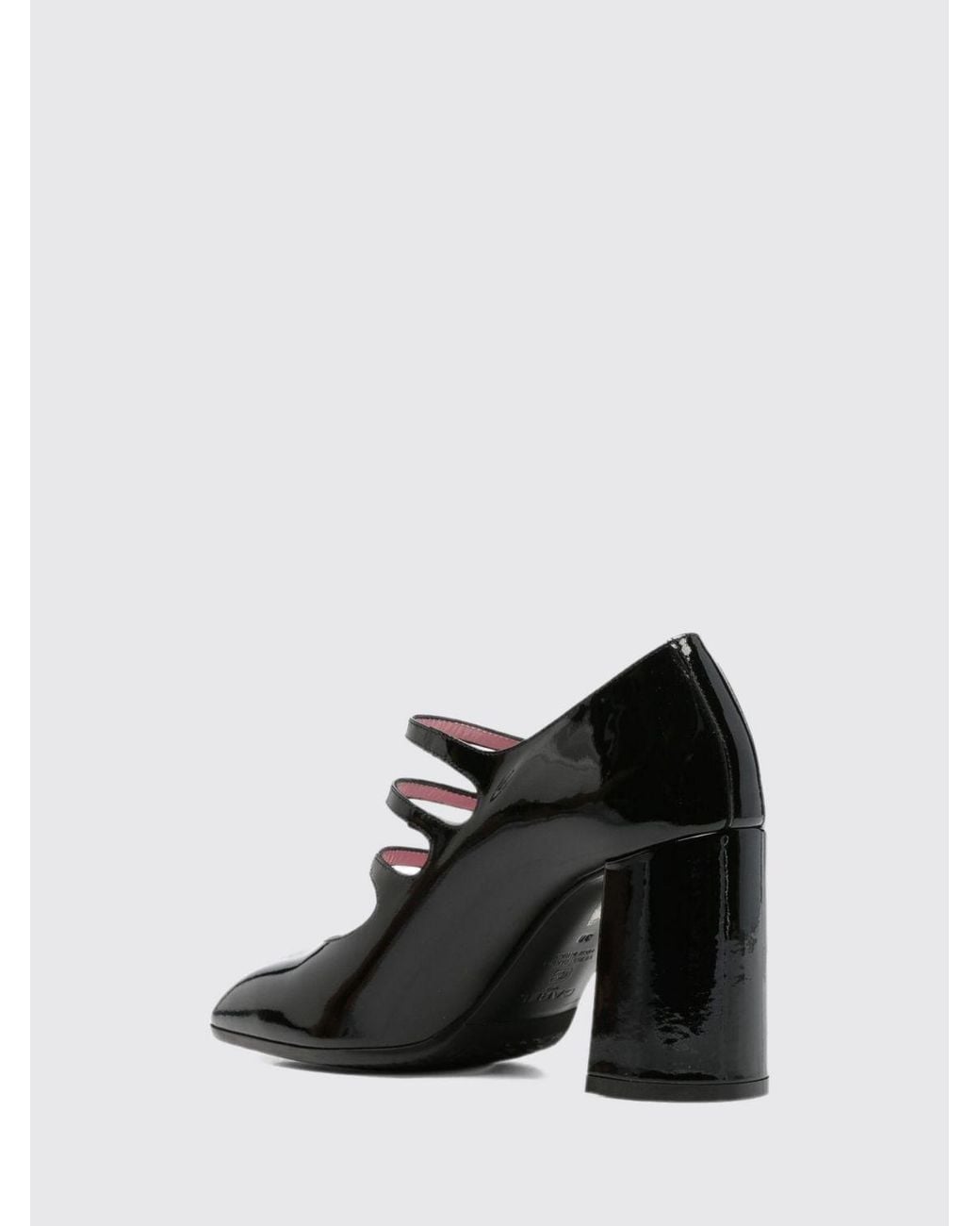 CAREL PARIS Black Keel Patent Leather Mary Jane Pumps With High Heel