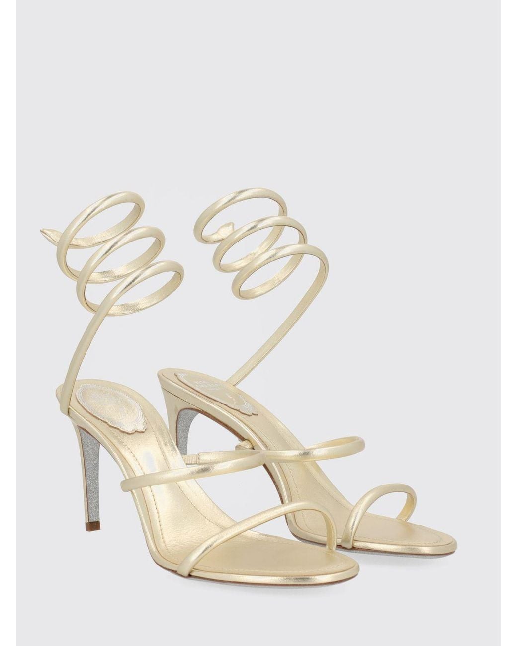 Rene Caovilla Natural Cleo Laminated Nappa Sandals