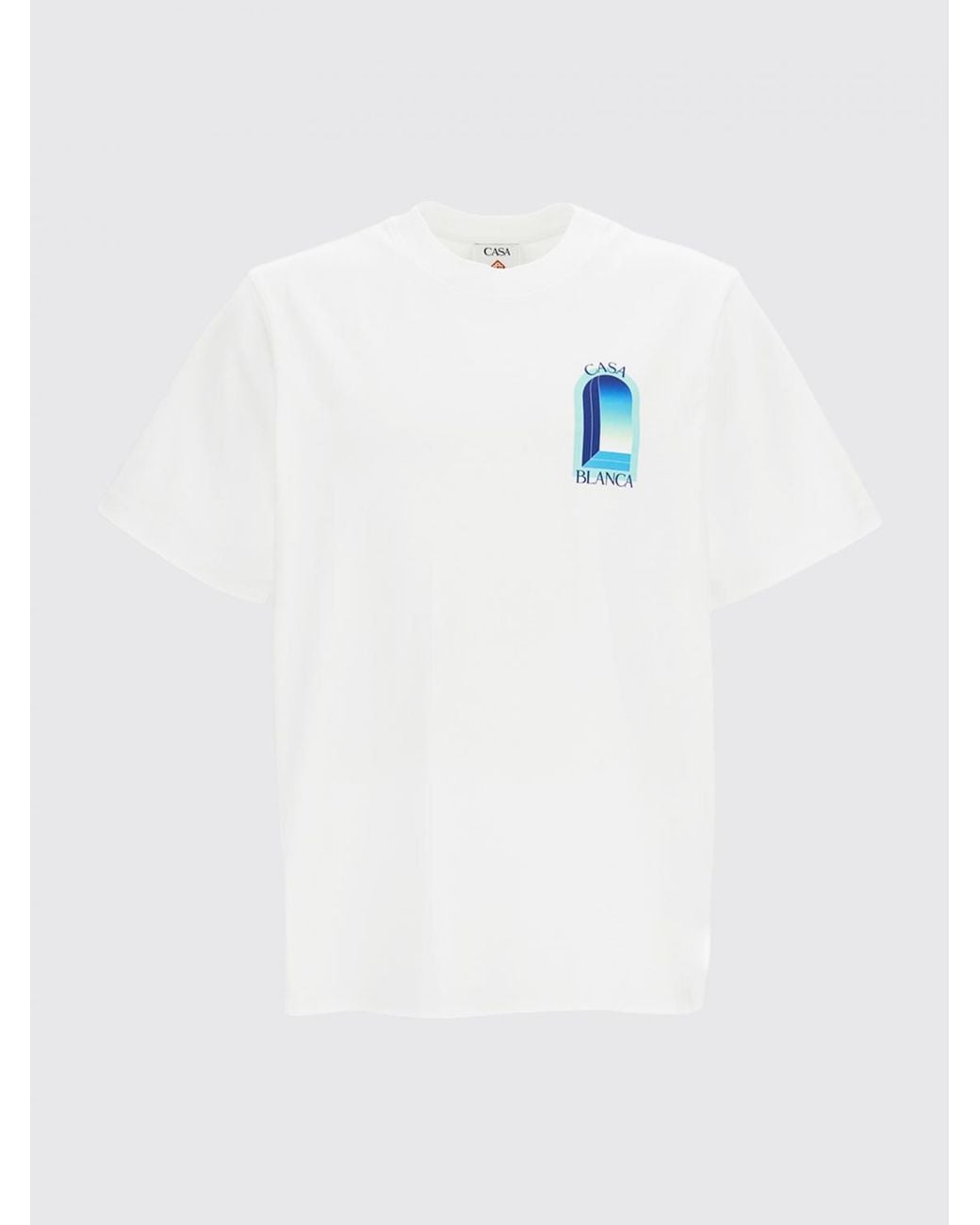 Casablanca White Organic Cotton Crew Neck T-Shirt With Logo Print for men