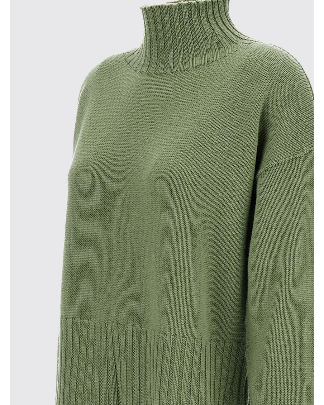 Drumohr Green Merino Wool Roll-Neck Jumper With Dropped Shoulders