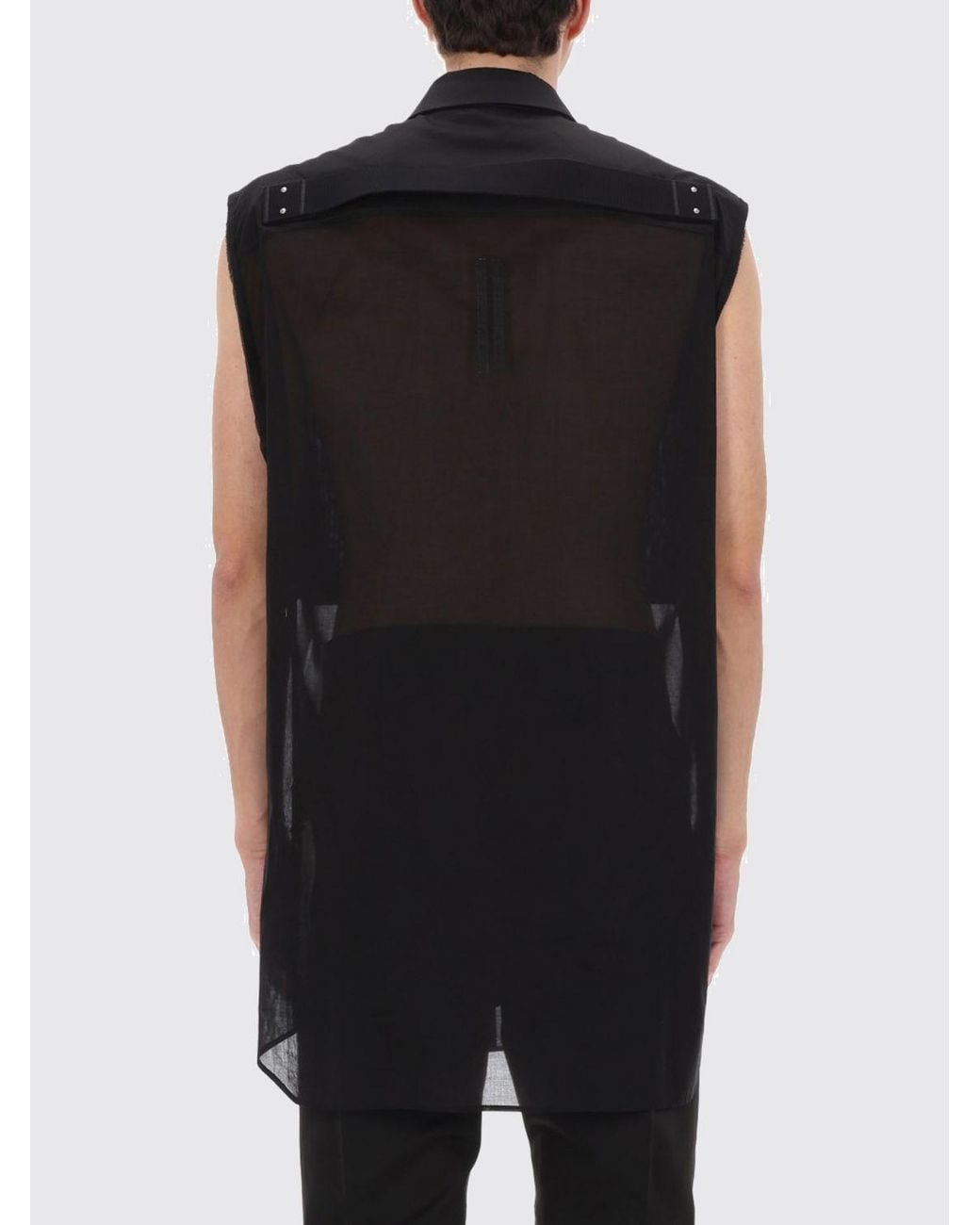 Rick Owens Black Sleeveless Cotton Shirt for men