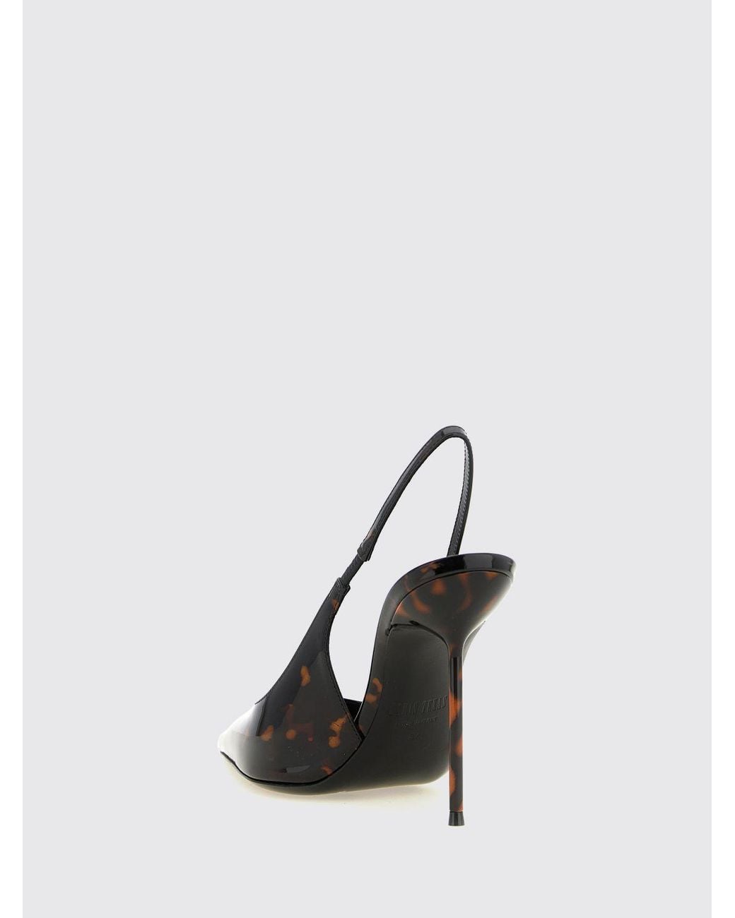 Paris Texas Black Lidia Tortoiseshell Patent Leather Slingback Pumps With A High Stiletto Heel