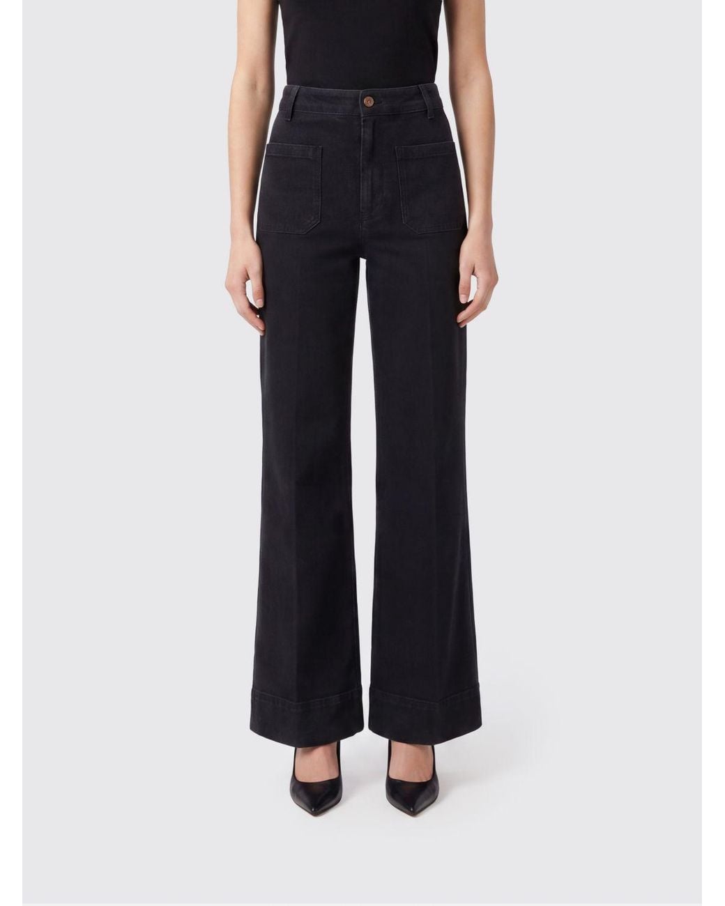 Victoria Beckham Black Alina High-Waisted Wide Leg Jeans