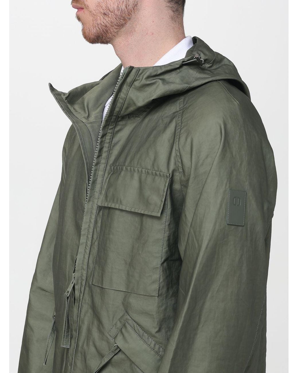 DUNO Green Orione Hooded Windbreaker for men