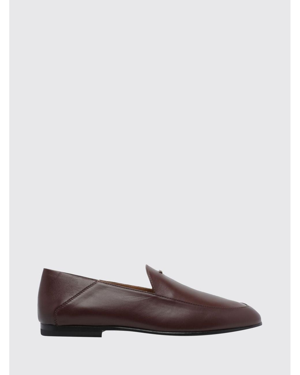 Tod's Brown Flat Smooth Leather Loafers With Metallic Logo