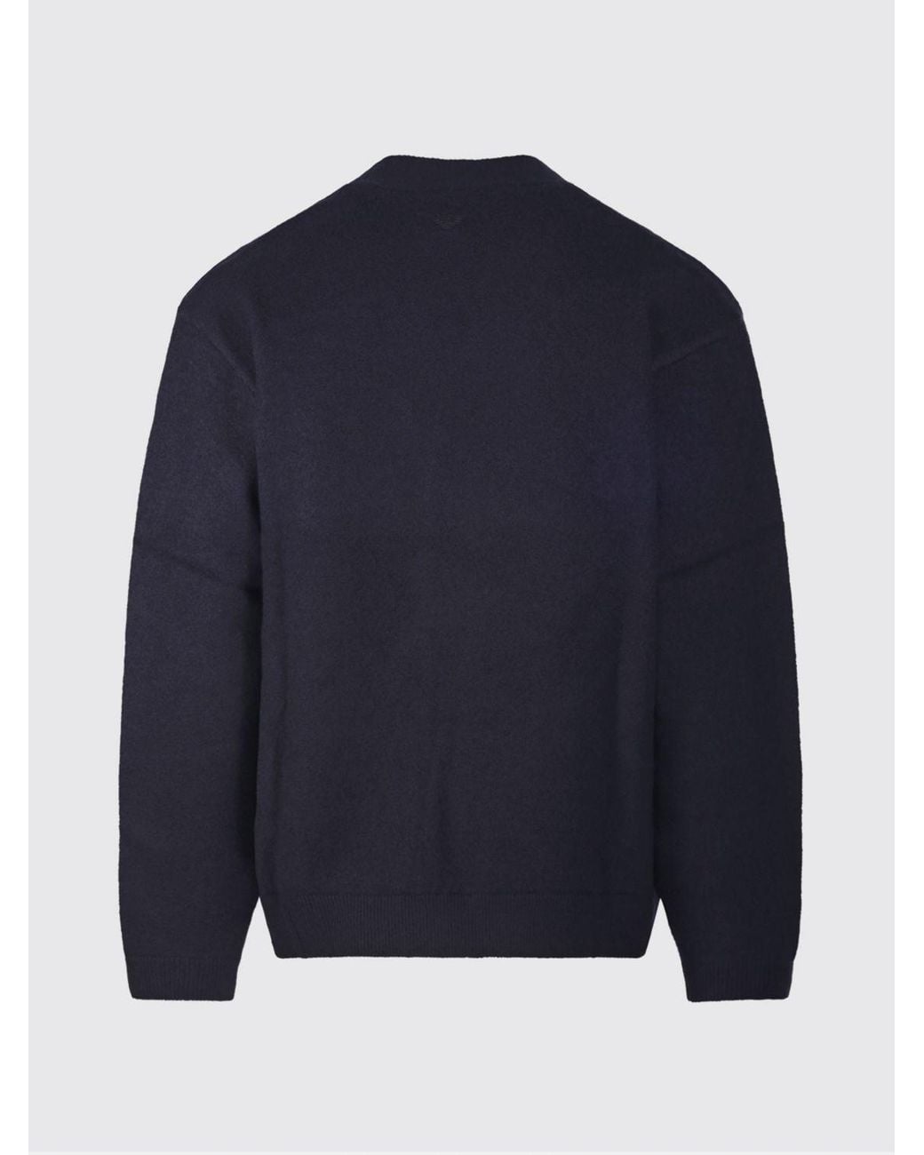 Emporio Armani Blue V-Neck 100% Virgin Wool Cardigan for men