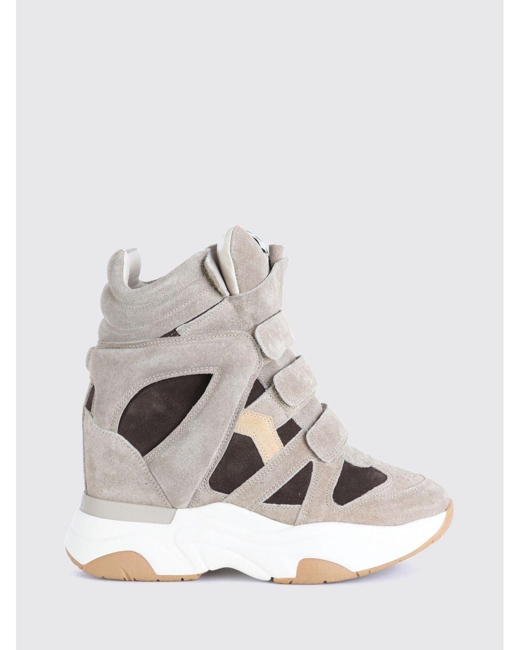 Isabel Marant Natural Balskee High-Top Suede Wedge Sneakers