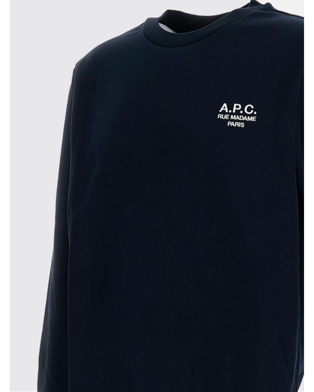 A.P.C. Blue Cotton Crew-Neck Sweatshirt With Logo for men