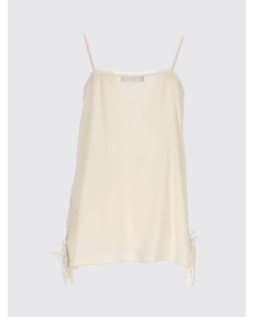 Fabiana Filippi White Silk Blend Top With Lace Insert