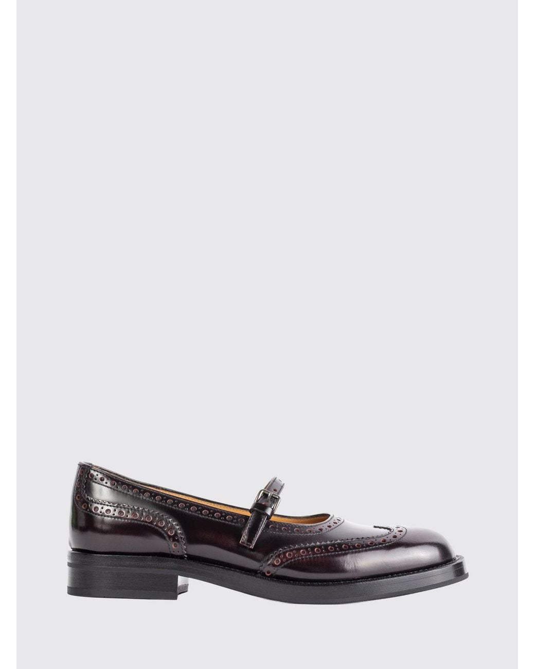 Church's White Brushed Leather Mary Jane Brogue Ballerina Flats