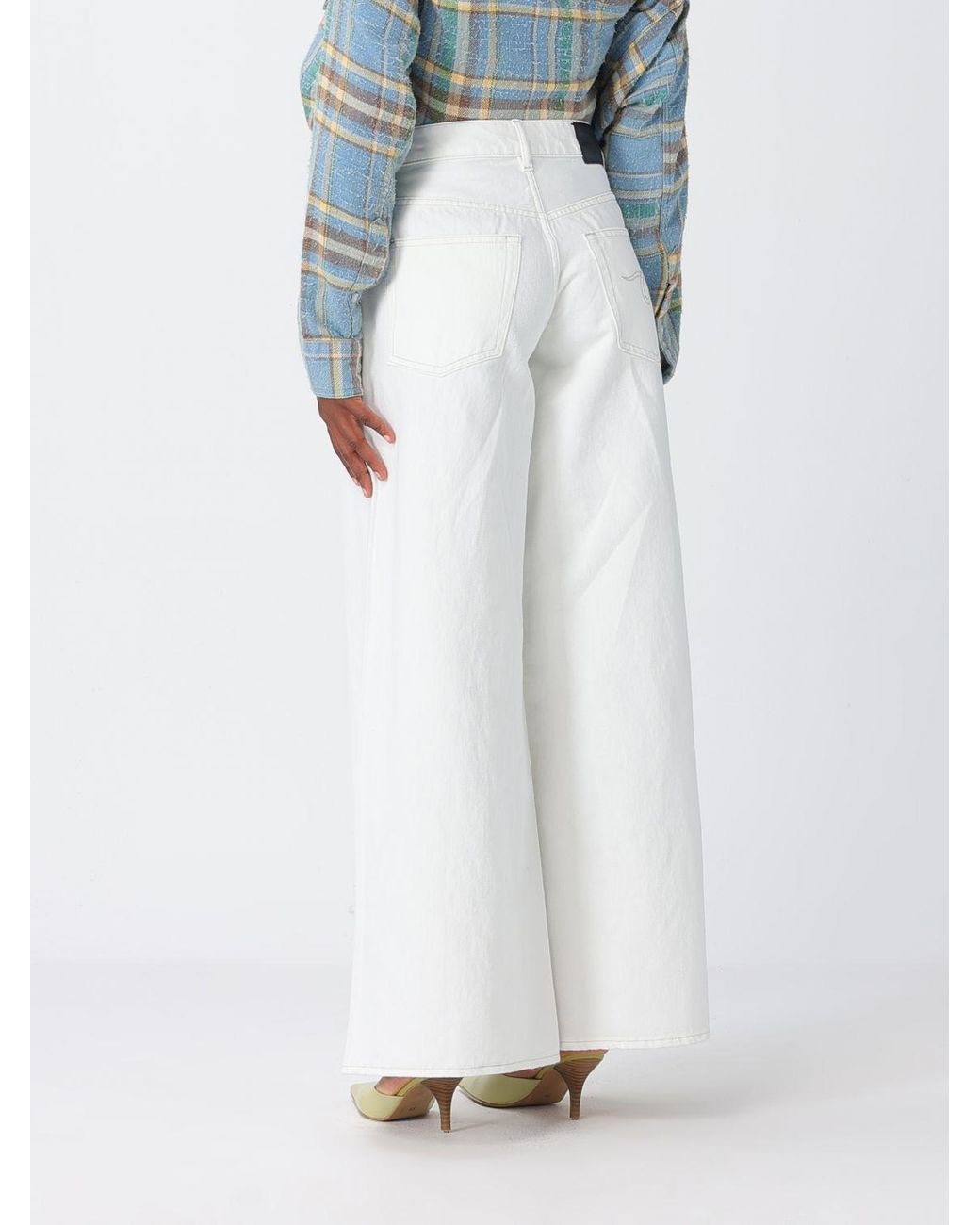 R13 White Denim Bootcut Jeans