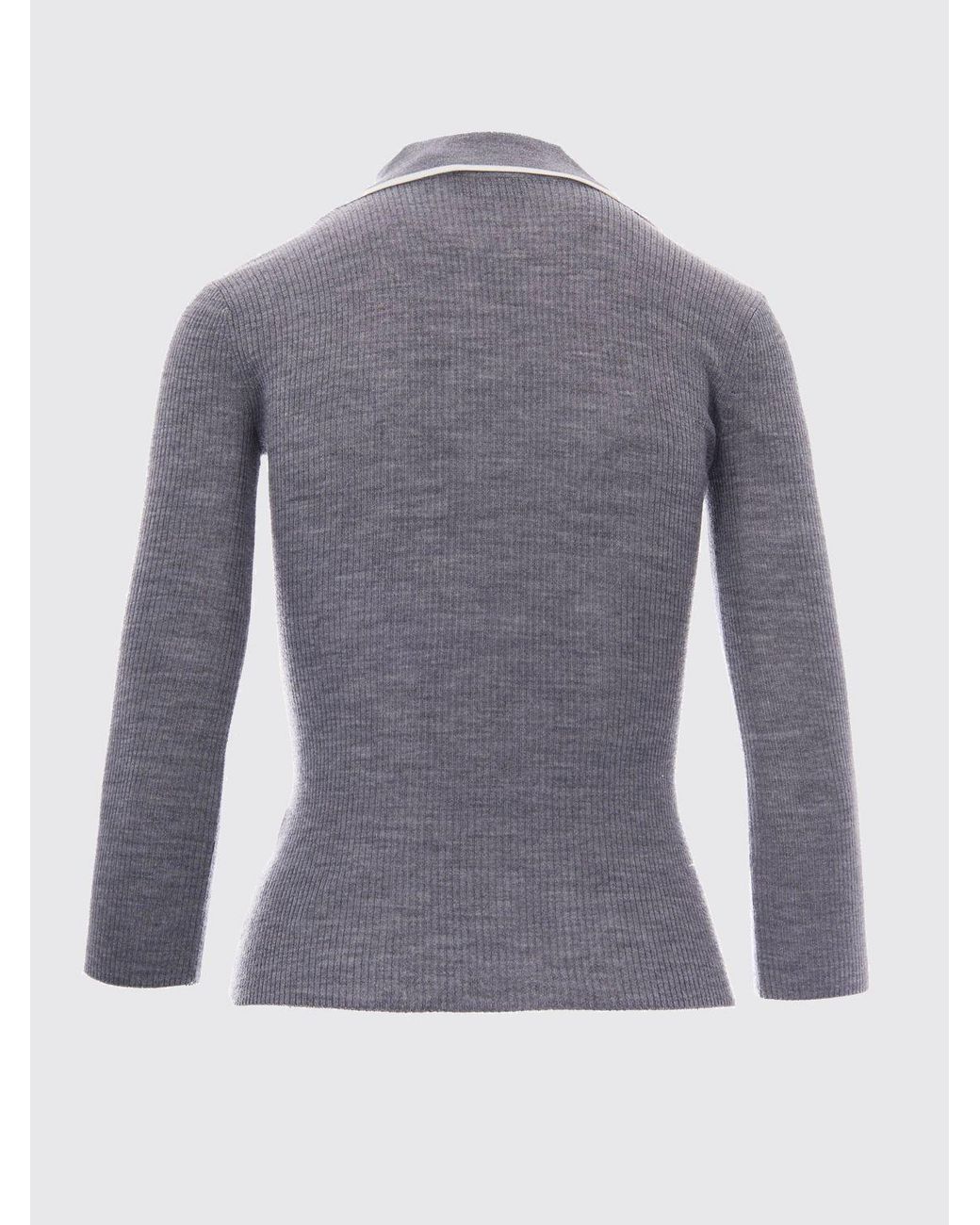 Elisabetta Franchi Blue Slim Fit Long-Sleeved Ribbed Knitted Polo Shirt