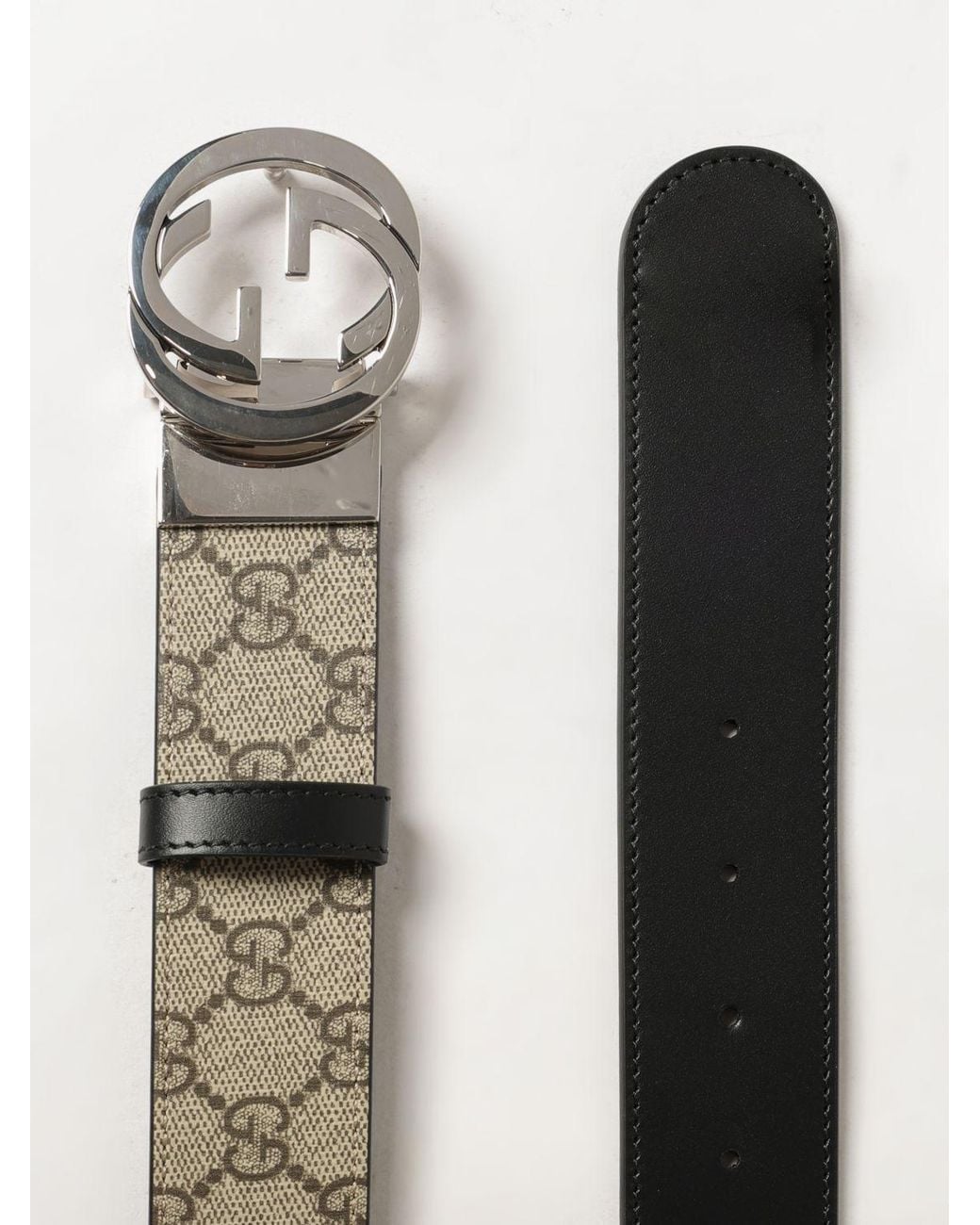 Cinturón Reversible De Lona Gg Supreme Y Piel Con Hebilla De Monograma Gucci de hombre de color Natural