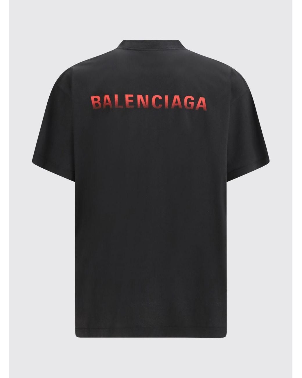 Balenciaga Black Cotton T-Shirt With Contrasting Logo And Dropped Shoulders for men