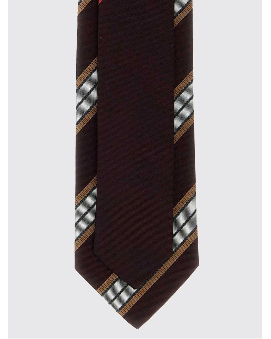 Dries Van Noten White Classic Multicolour Striped Pure Silk Tie for men