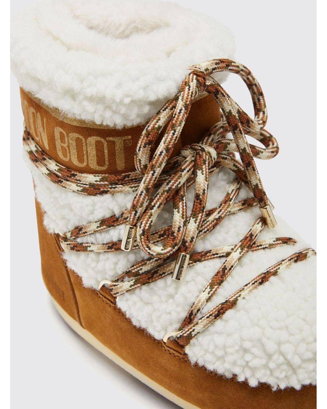 Moon Boot Brown Icon Low Shearling And Suede Snow Boots
