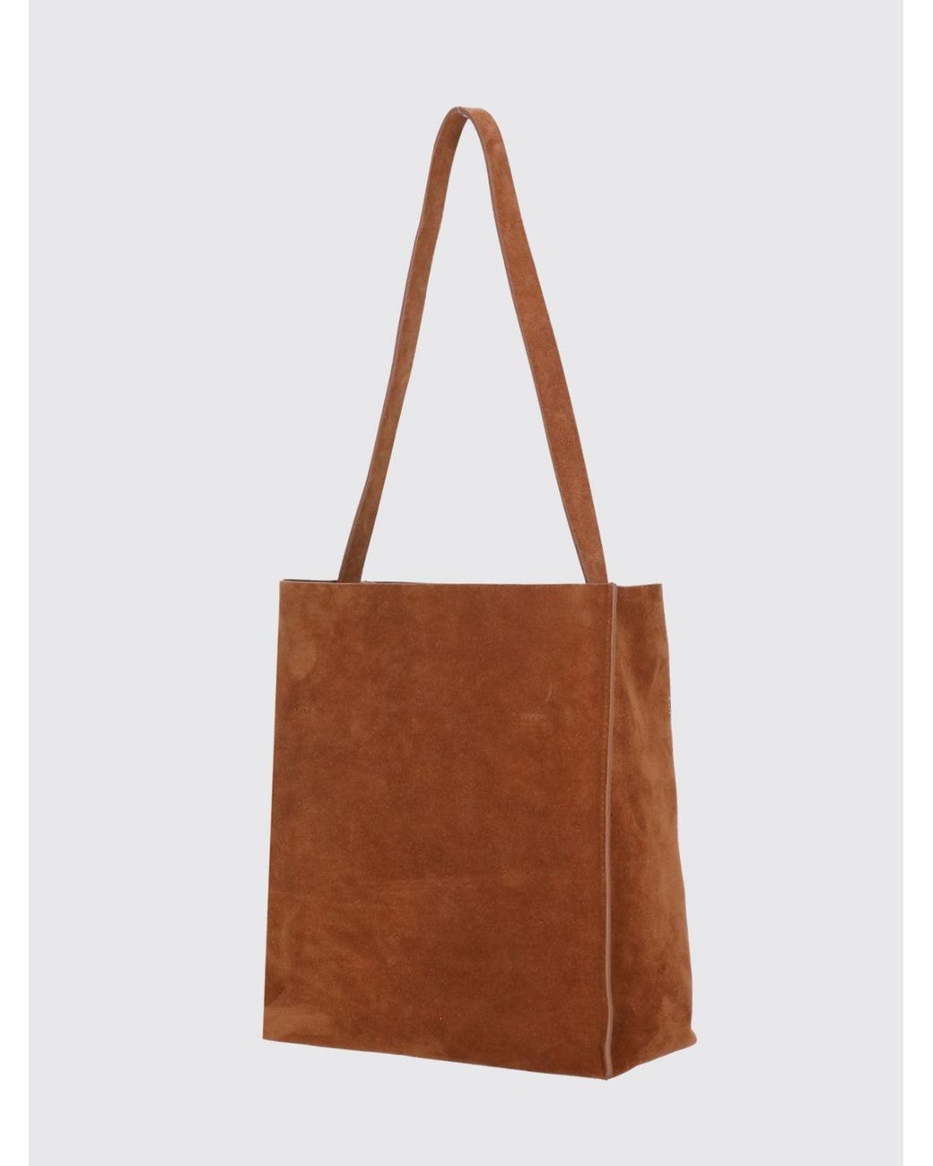 Marni Brown Museo Calfskin And Suede Tote Bag With Top Handle