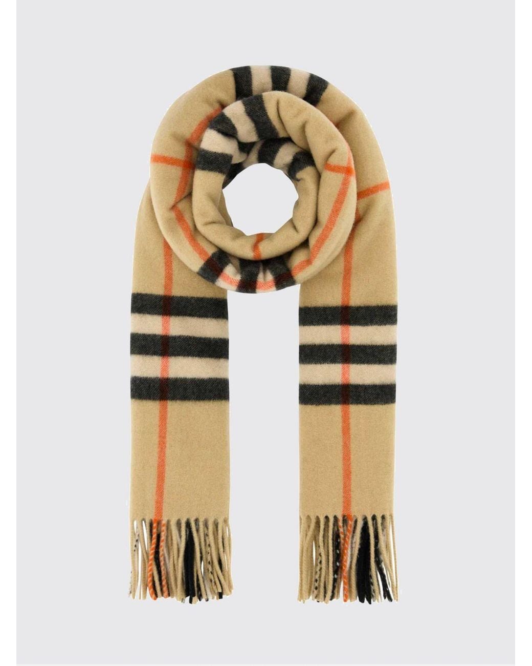 Bufanda De Puro Cashmere Con El Icónico Motivo Check Y Flecos Burberry de hombre de color Metallic
