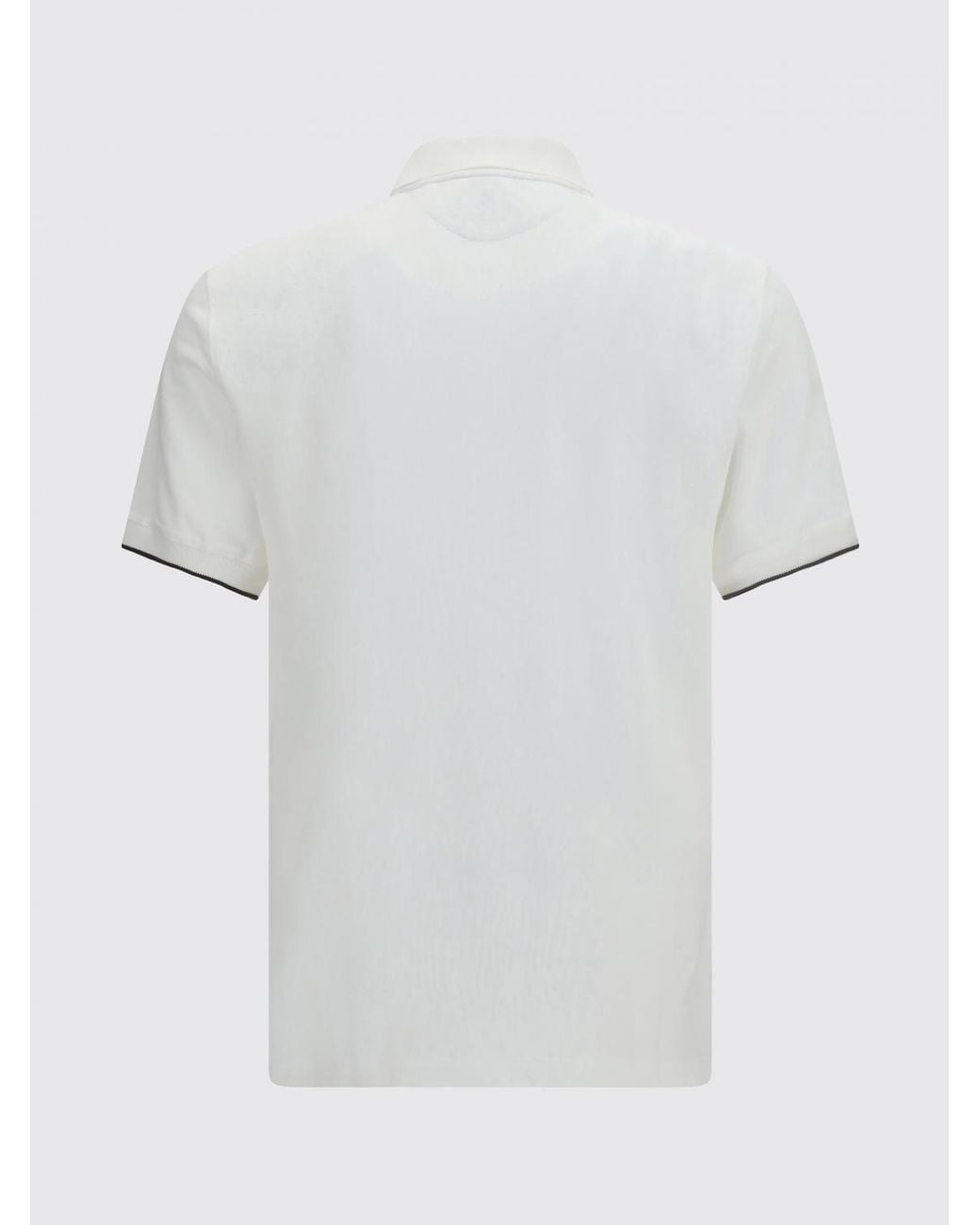 Brunello Cucinelli White Short-Sleeved Cotton Polo With Embroidered Logo for men