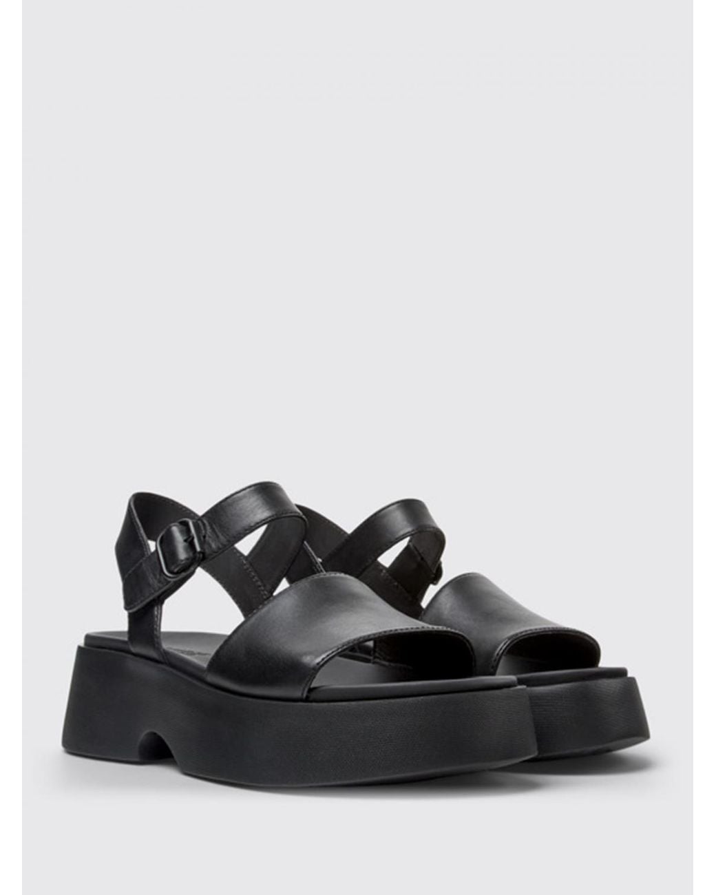 Camper Black Tasha Platform Sandal Leather