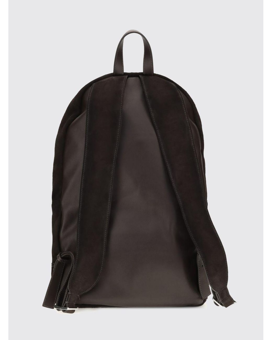 Santoni Black Suede Calfskin Backpack With Front Pocket for men
