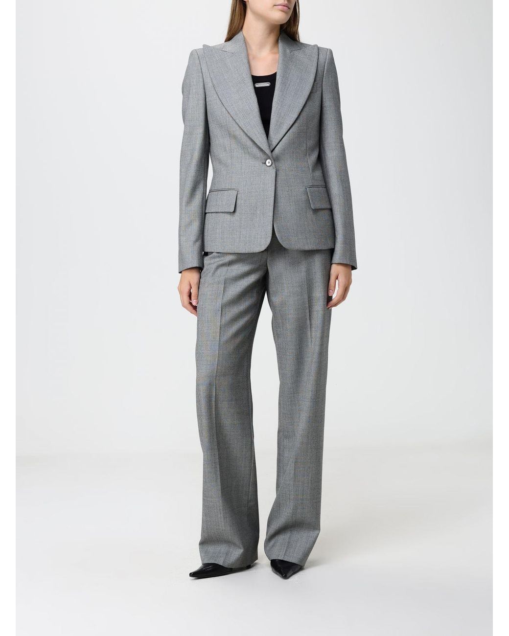McQueen Gray Tailored Wide-Leg Wool Trousers With Off-Center Closure